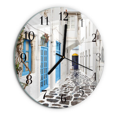 Okrúhle sklenené hodiny Santorini