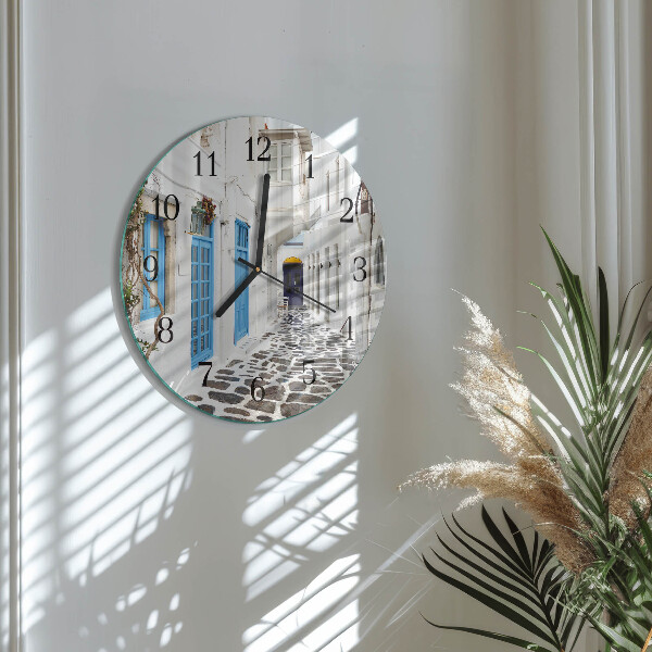 Okrúhle sklenené hodiny Santorini