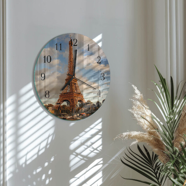 Okrúhle sklenené hodiny Paríž
