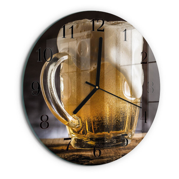 Okrúhle sklenené hodiny Pivo