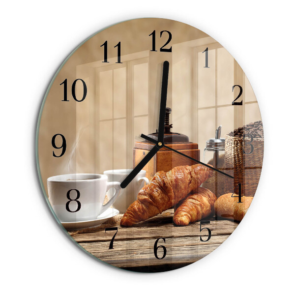 Okrúhle sklenené hodiny Croissanty