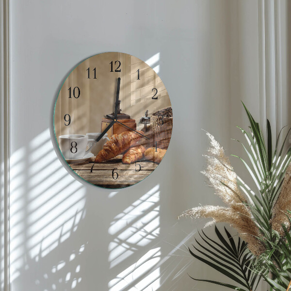 Okrúhle sklenené hodiny Croissanty