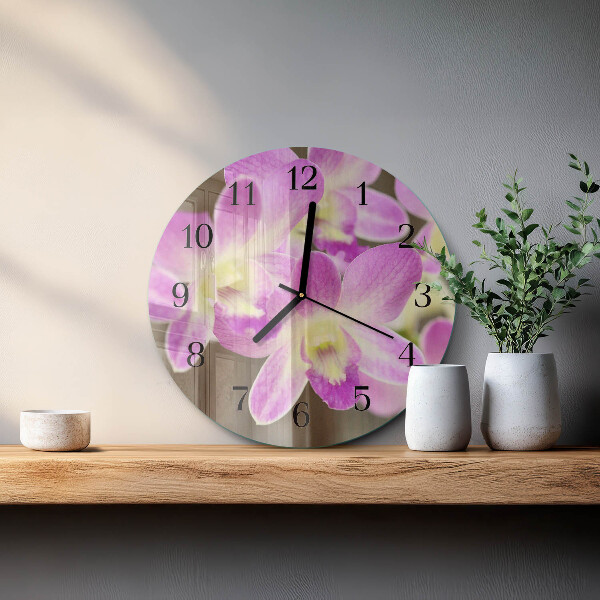 Okrúhle sklenené hodiny Kvety