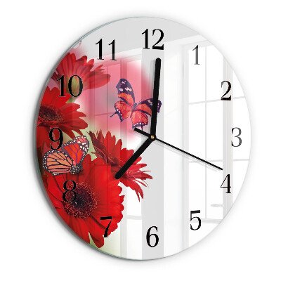 Okrúhle sklenené hodiny Gerbera