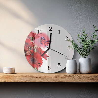 Okrúhle sklenené hodiny Gerbera