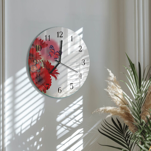 Okrúhle sklenené hodiny Gerbera