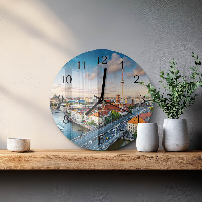 Okrúhle sklenené hodiny Mestská rieka