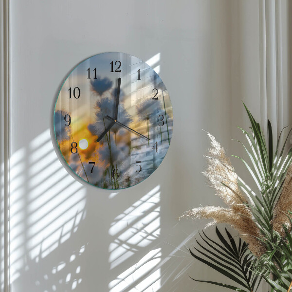 Okrúhle sklenené hodiny Bavlna