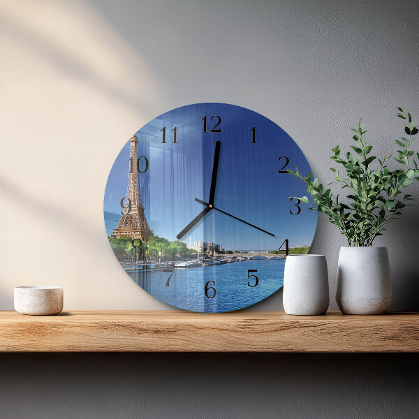 Okrúhle sklenené hodiny Parížska obloha
