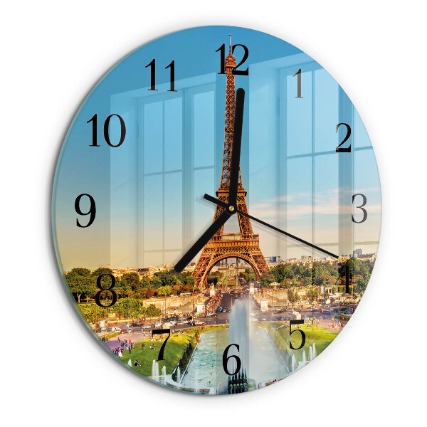 Okrúhle sklenené hodiny Paríž