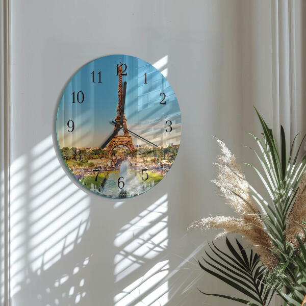 Okrúhle sklenené hodiny Paríž