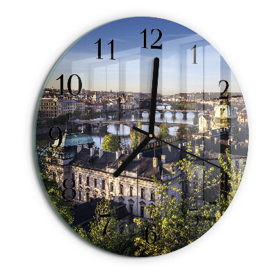 Okrúhle sklenené hodiny Praha