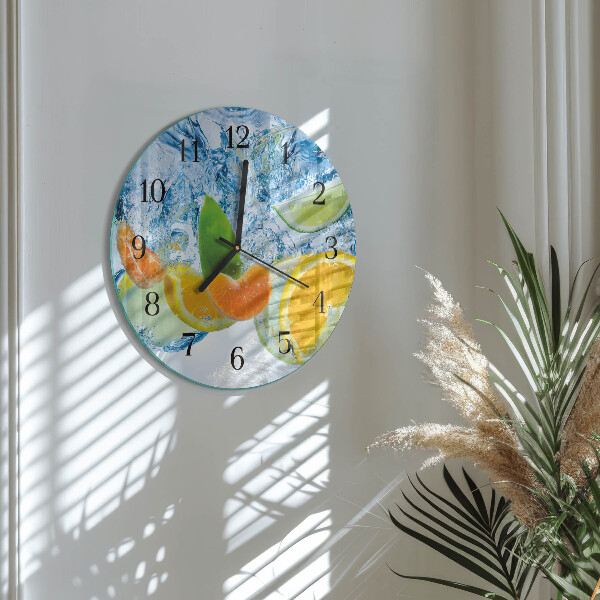 Okrúhle sklenené hodiny Citrusová rastlina