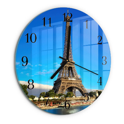 Okrúhle sklenené hodiny Eiffelova veža v Paríži