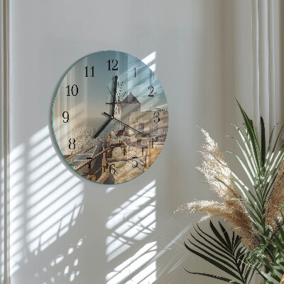 Okrúhle sklenené hodiny Santorini