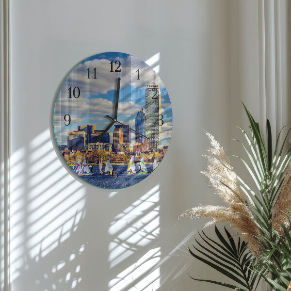 Okrúhle sklenené hodiny Plachetnice