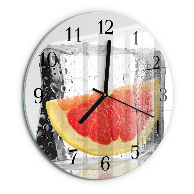 Okrúhle sklenené hodiny Grapefruitová zmrzlina
