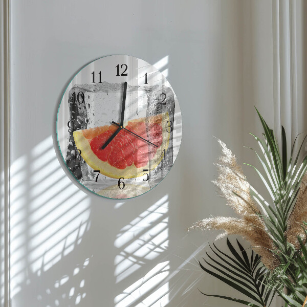 Okrúhle sklenené hodiny Grapefruitová zmrzlina