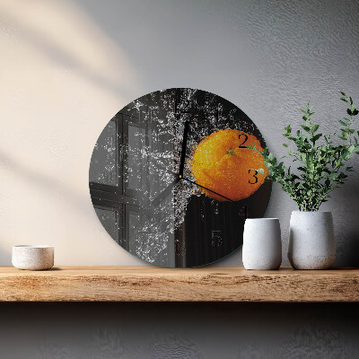 Okrúhle sklenené hodiny Oranžová