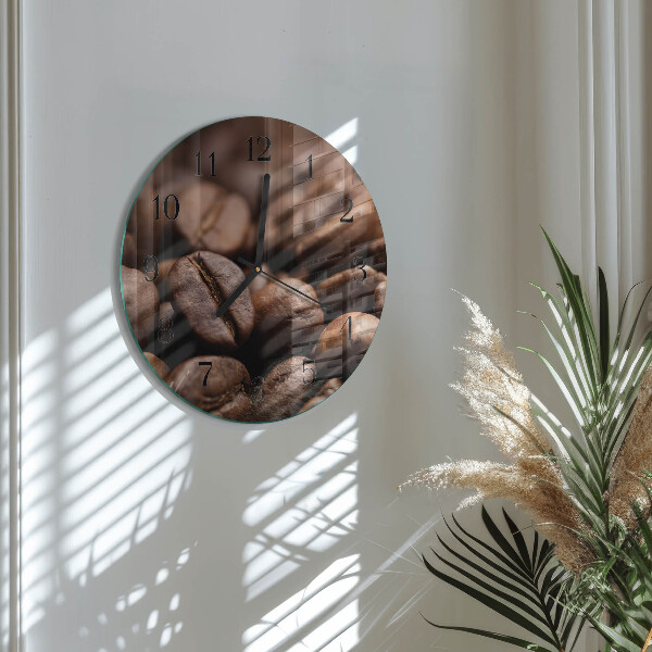 Okrúhle sklenené hodiny Kávové zrná