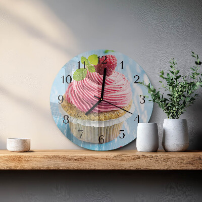 Okrúhle sklenené hodiny Malinový muffin