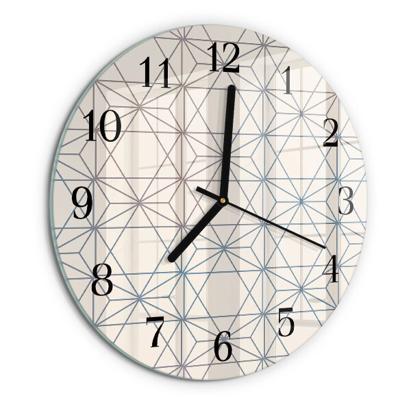 Okrúhle sklenené hodiny Geometrický vzor