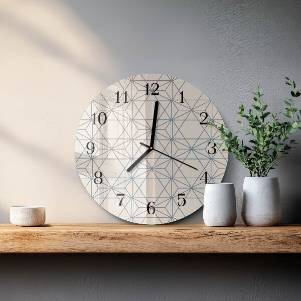 Okrúhle sklenené hodiny Geometrický vzor