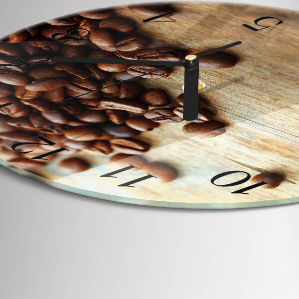 Okrúhle sklenené hodiny Kávové zrná