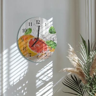 Okrúhle sklenené hodiny Grapefruit