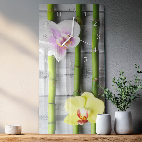 Vertikálne hodiny Orchidea bambus