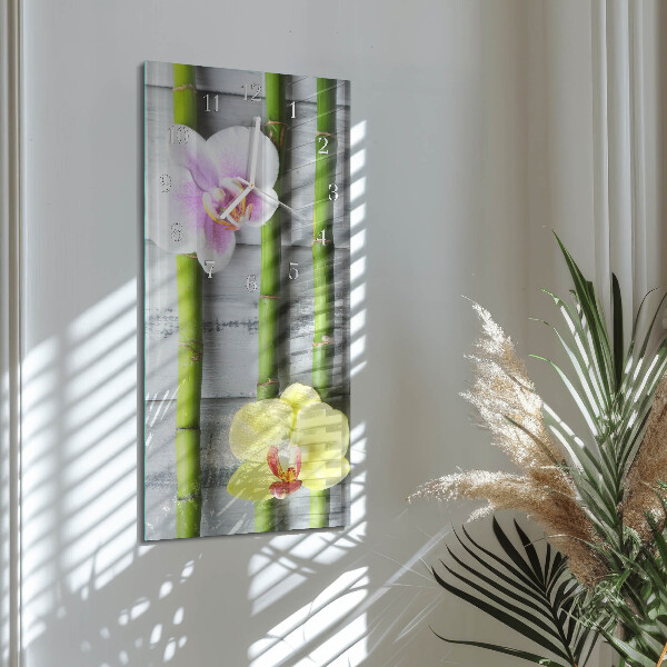 Vertikálne hodiny Orchidea bambus