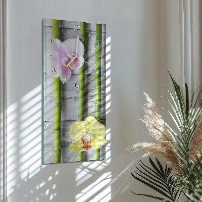 Vertikálne hodiny Orchidea bambus