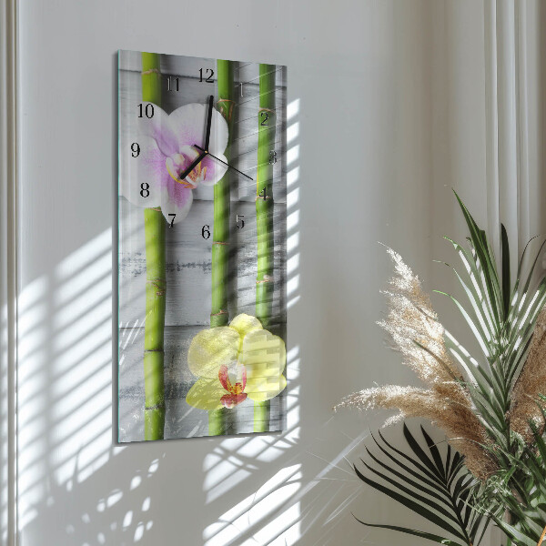 Obdĺžnikové hodiny Orchidea bambus